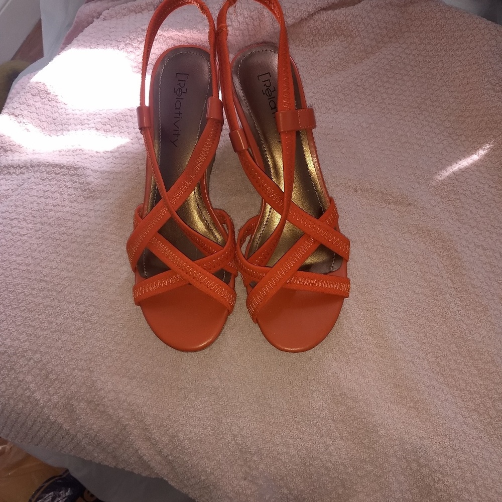 Relativity Beautiful orange wedge sandals